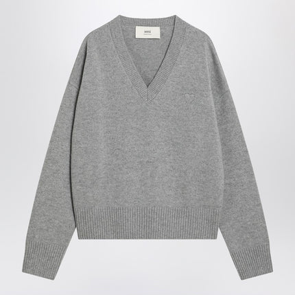 Ami Paris Grey Ami de Coeur sweater in wool and cashmere