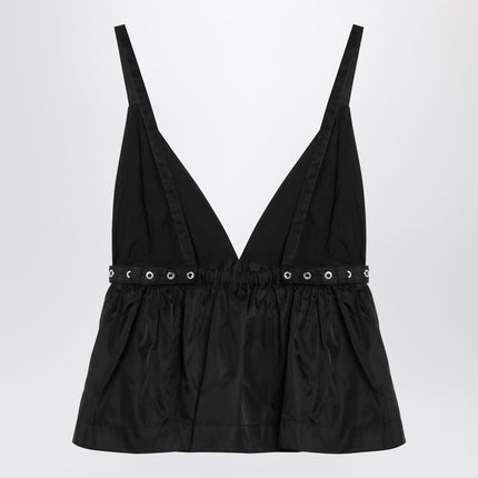 GANNI Black duchesse top with strap