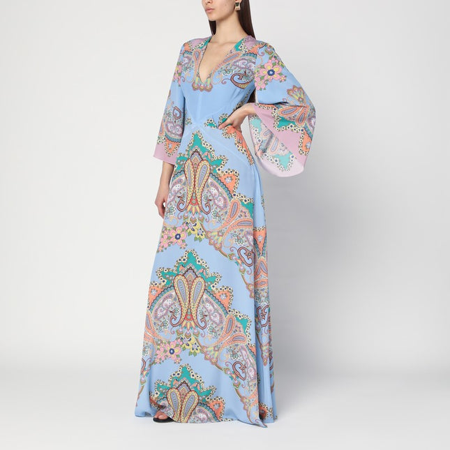 ETRO Long blue dress with Paisley print