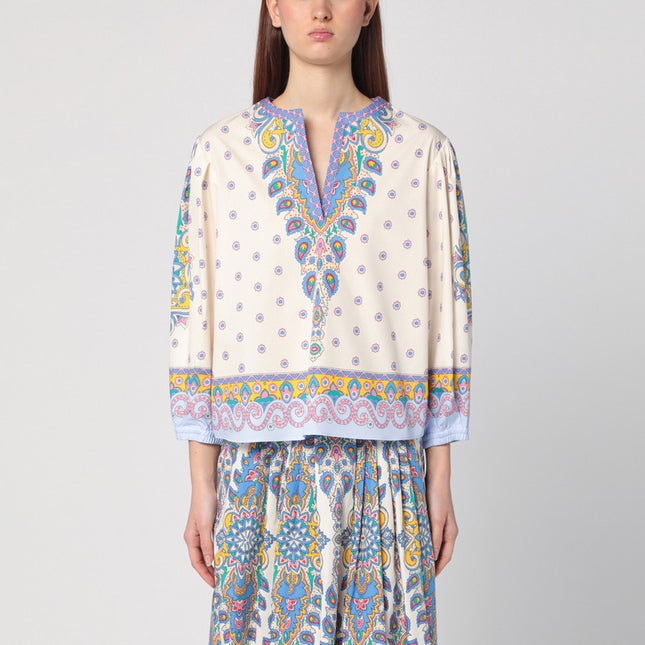 ETRO Printed cotton blouse with balloon sleeves